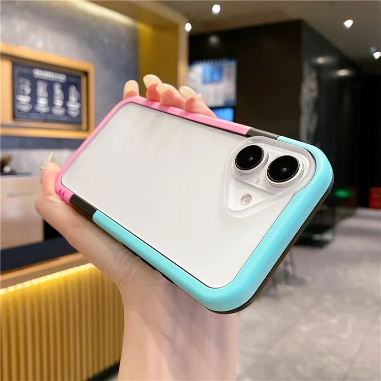 For iPhone 16 Plus Case Detachable 2-in-1 TPU+PC Clear Phone Cover - Pink  /  Blue