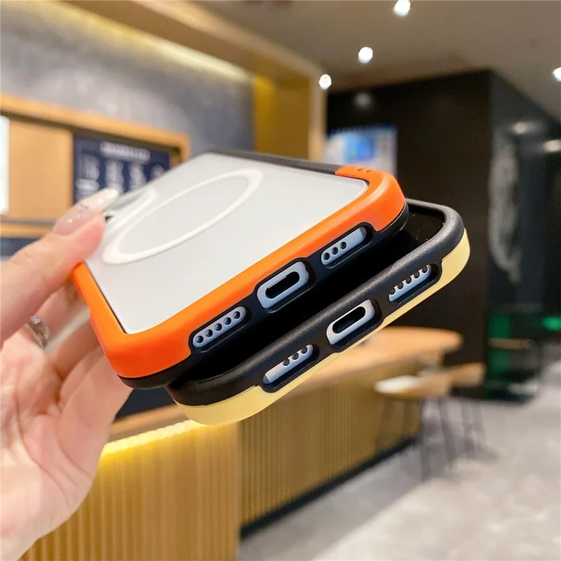 For iPhone 16 Plus Case Compatible with MagSafe Detachable 2-in-1 TPU+PC Clear Phone Cover - Orange  /  Black