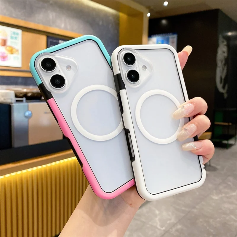 For iPhone 16 Plus Case Compatible with MagSafe Detachable 2-in-1 TPU+PC Clear Phone Cover - Orange  /  Black