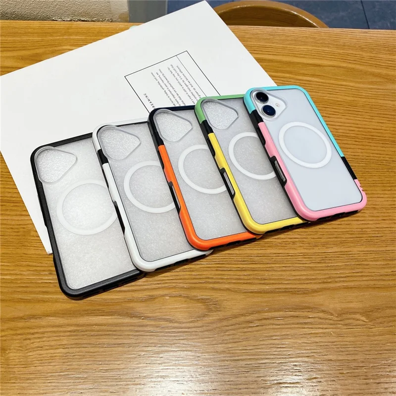 For iPhone 16 Plus Case Compatible with MagSafe Detachable 2-in-1 TPU+PC Clear Phone Cover - Orange  /  Black
