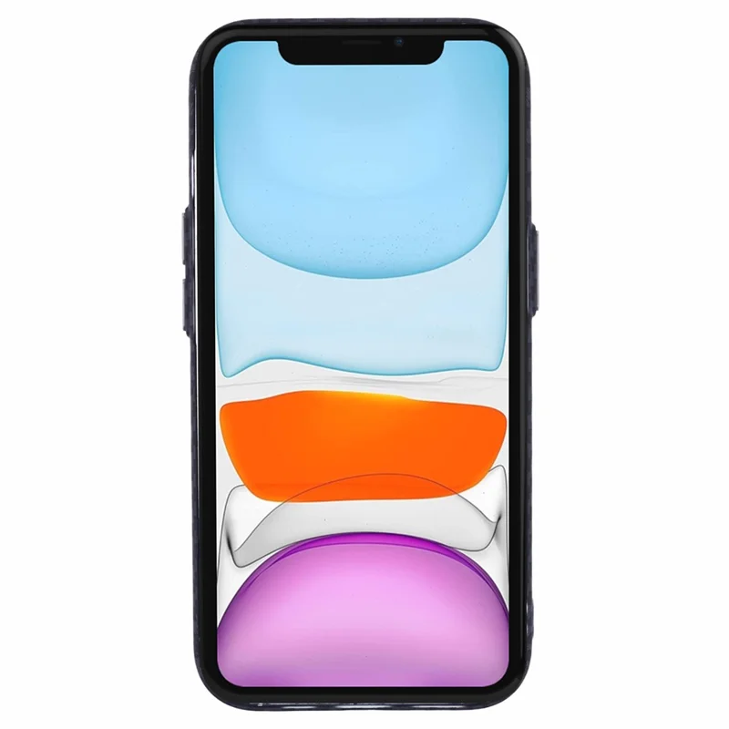 For iPhone 11 Case Compatible with MagSafe Carbon Fiber Texture Water-Transfer PC Phone Cover - Black