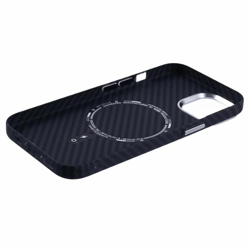 For iPhone 11 Case Compatible with MagSafe Carbon Fiber Texture Water-Transfer PC Phone Cover - Black