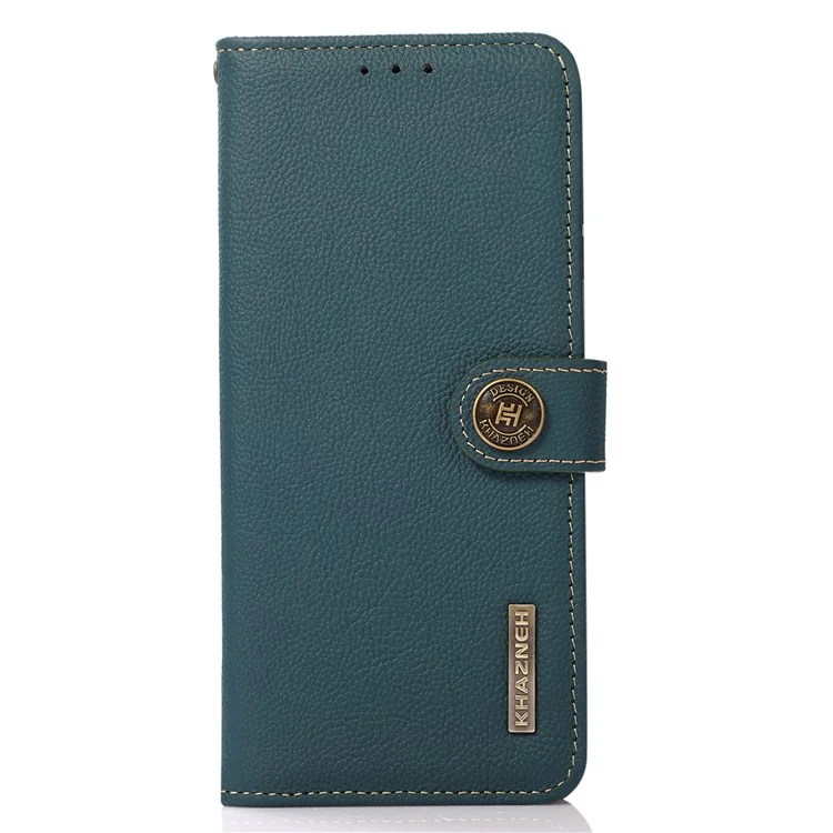 KHAZNEH Genuine Cow Leather Wallet Phone Cover für Xiaomi Redmi Note 14 4G - Grün