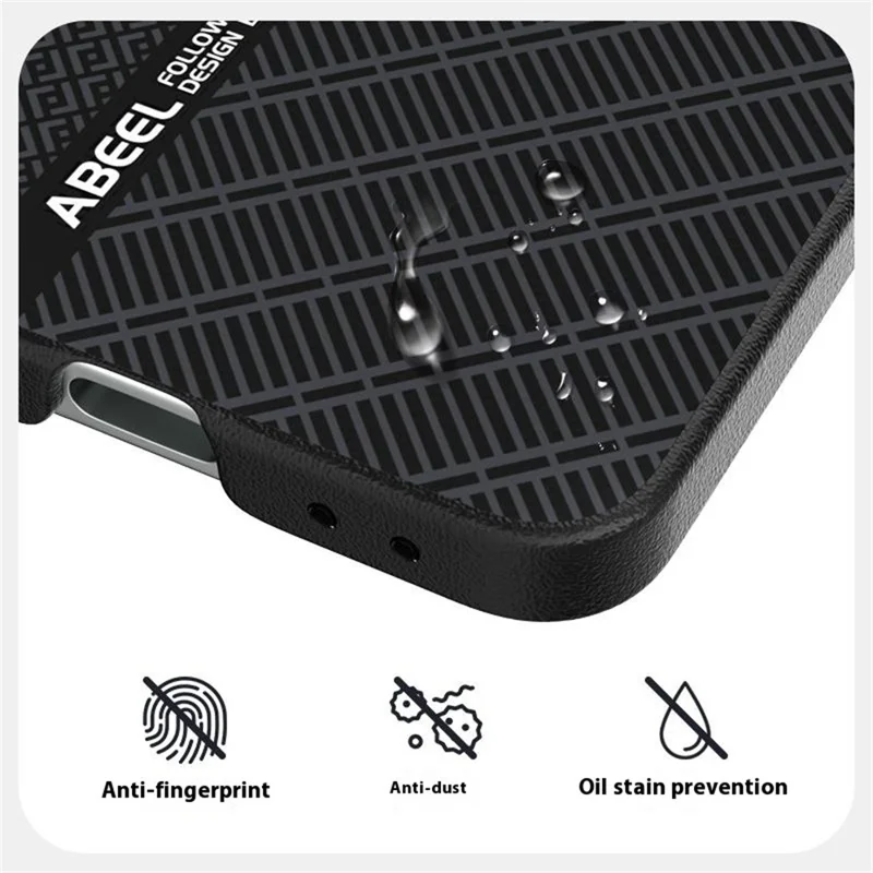 ABEEL Capa para Samsung Galaxy Z Flip5 5G Caso PC + Liga de Alumínio + Couro PU Capa de Telefone Compatível com MagSafe - Textura 3