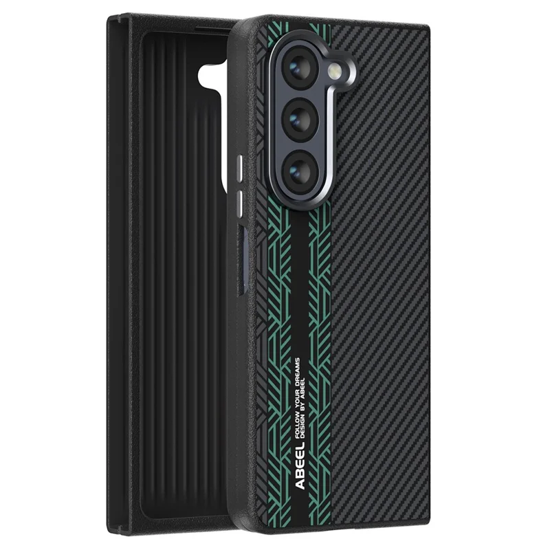 ABEEL For Samsung Galaxy Z Fold5 5G Magnetic Case PC + Aluminum Alloy + PU Leather Slim Phone Back Cover - Texture 2