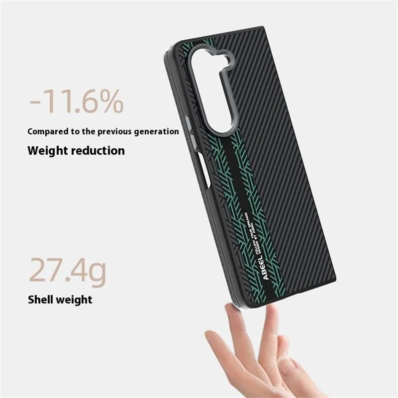 ABEEL For Samsung Galaxy Z Fold5 5G Magnetic Case PC + Aluminum Alloy + PU Leather Slim Phone Back Cover - Texture 2