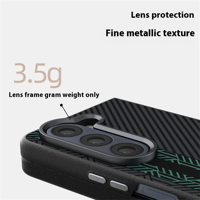 ABEEL For Samsung Galaxy Z Fold5 5G Magnetic Case PC + Aluminum Alloy + PU Leather Slim Phone Back Cover - Texture 2