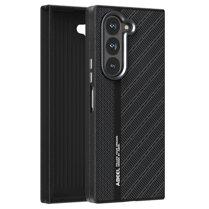 ABEEL For Samsung Galaxy Z Fold6 5G Case PC + Aluminum Alloy + PU Leather Phone Cover Compatible with MagSafe - Texture 3