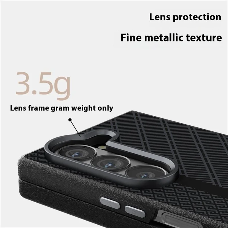 ABEEL For Samsung Galaxy Z Fold6 5G Case PC + Aluminum Alloy + PU Leather Phone Cover Compatible with MagSafe - Texture 3