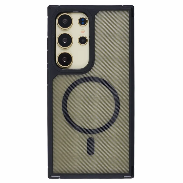 For Samsung Galaxy S24 Ultra Phone Case Compatible with MagSafe Carbon Fiber Texture TPU+PC Mobile Cover