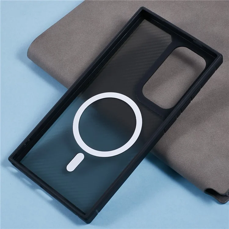For Samsung Galaxy S24 Ultra Phone Case Compatible with MagSafe Carbon Fiber Texture TPU+PC Mobile Cover