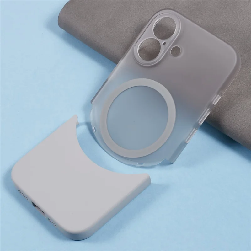 For iPhone 16 Case Compatible with MagSafe Splicing Color Drop-Proof PC Phone Cover - Grey