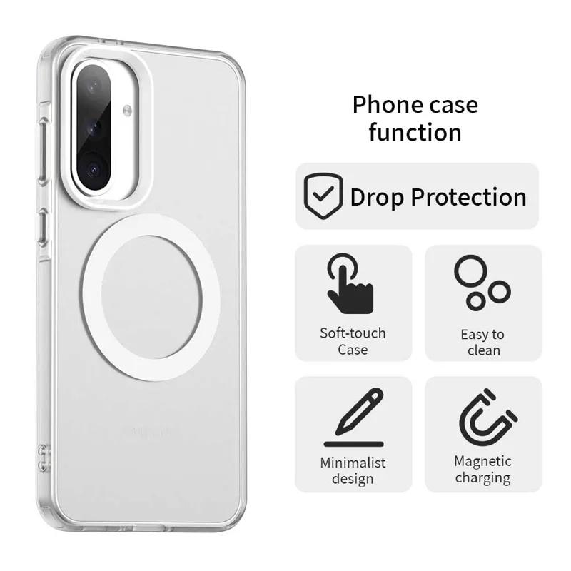 Funda Compatible con Samsung Galaxy A36 5G Compatible con MagSafe PC+TPU+PET Anti-Caída Cubierta de Teléfono - Blanco