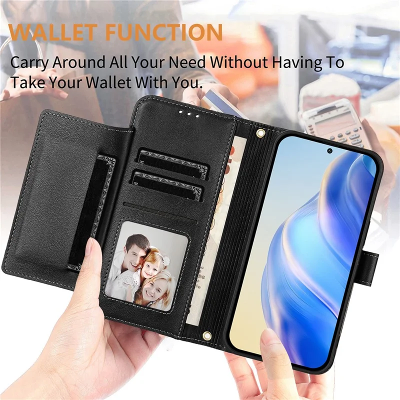 Capa para Samsung Galaxy A36 5G com bolso com zíper, slots múltiplos para cartões e cobertura de telefone em couro - Preto