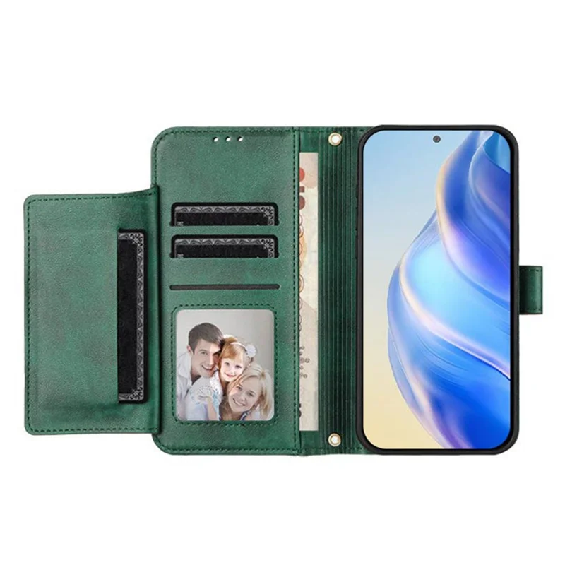 For Samsung Galaxy A36 5G Case Zipper Pocket Multiple Card Slots Leather Phone Cover - Green