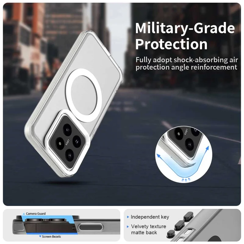 Custodia per Xiaomi 14 compatibile con MagSafe PC+TPU+PET, cover telefonica anti-caduta - Bianco