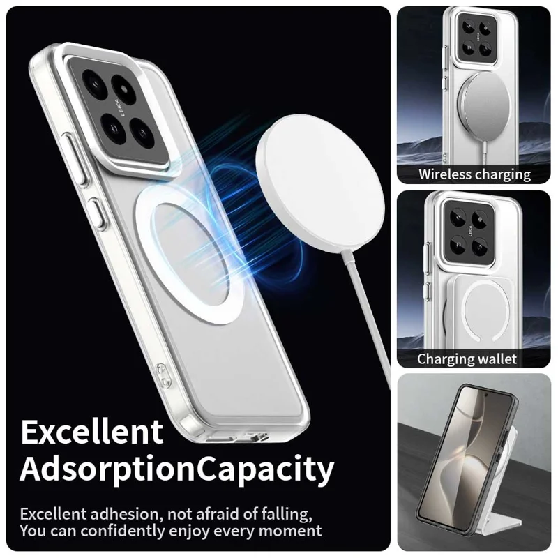 Custodia per Xiaomi 14 compatibile con MagSafe PC+TPU+PET, cover telefonica anti-caduta - Bianco