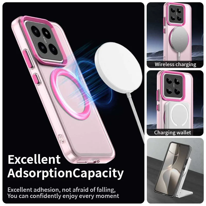 For Xiaomi 14 Case Compatible with MagSafe PC+TPU+PET Anti-Drop Phone Cover - Red