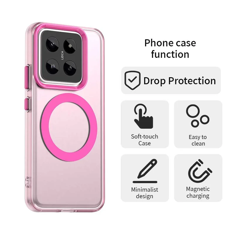For Xiaomi 14 Case Compatible with MagSafe PC+TPU+PET Anti-Drop Phone Cover - Red