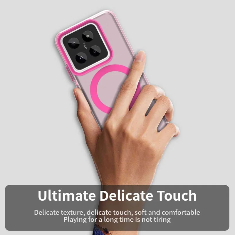 For Xiaomi 14 Case Compatible with MagSafe PC+TPU+PET Anti-Drop Phone Cover - Red