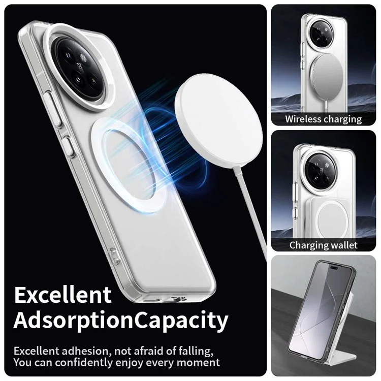 Funda compatible con Xiaomi 14 Civi 5G / Civi 4 Pro 5G con MagSafe, de PC+TPU+PET, anti-caídas - Blanca