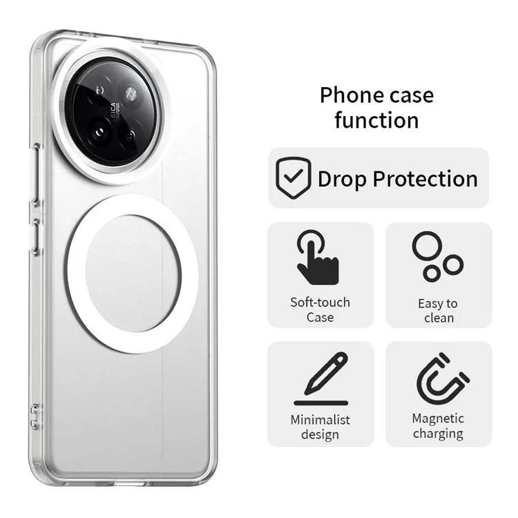 Funda compatible con Xiaomi 14 Civi 5G / Civi 4 Pro 5G con MagSafe, de PC+TPU+PET, anti-caídas - Blanca