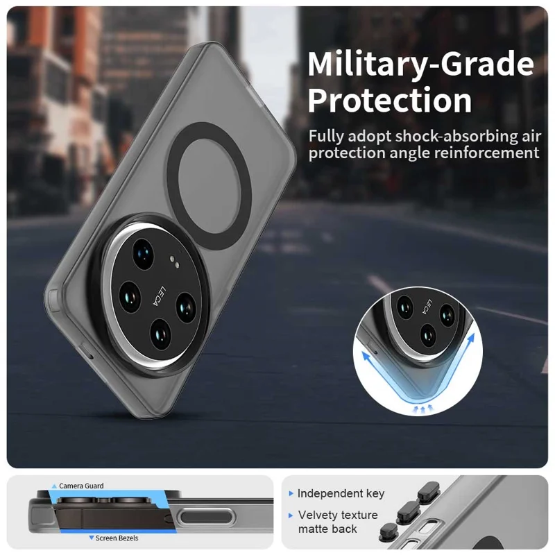 For Xiaomi 14 Ultra Magnetic Case PC+TPU+PET Anti-Drop Phone Cover - Black