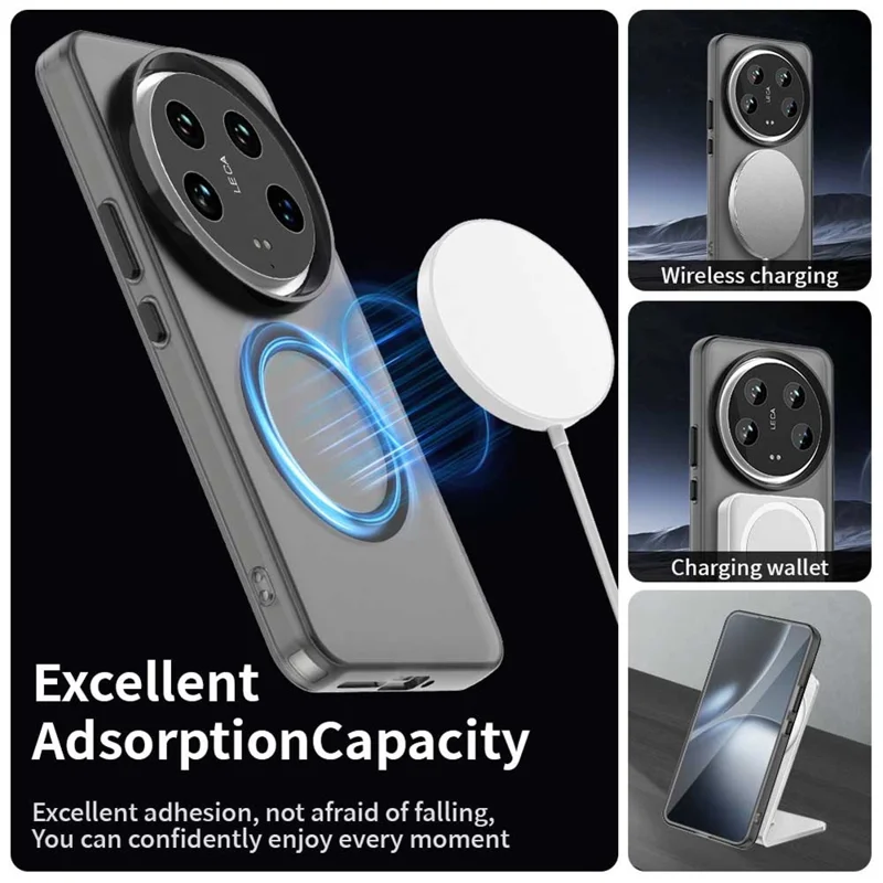 For Xiaomi 14 Ultra Magnetic Case PC+TPU+PET Anti-Drop Phone Cover - Black