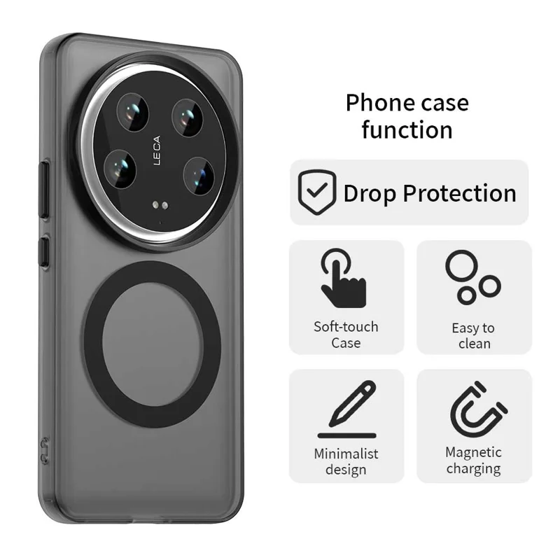For Xiaomi 14 Ultra Magnetic Case PC+TPU+PET Anti-Drop Phone Cover - Black