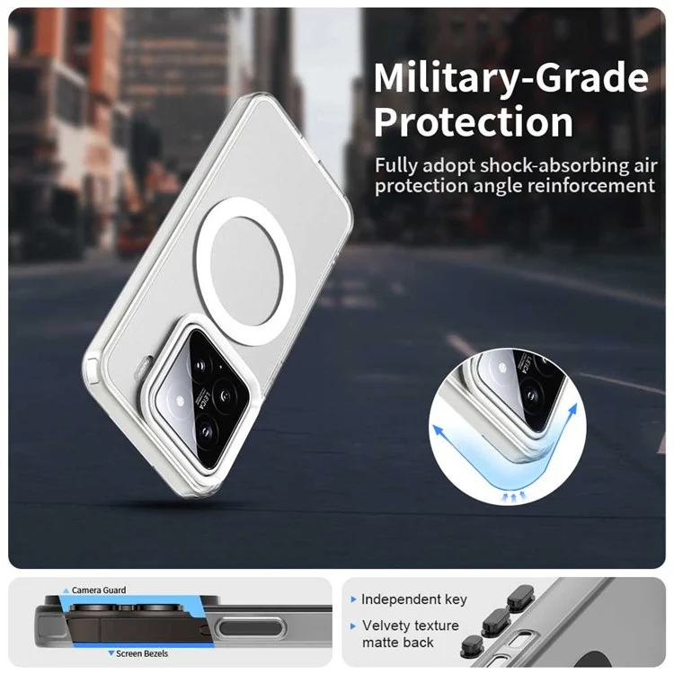 Capa para Xiaomi 15 Pro Compatível com MagSafe PC+TPU+PET Anti-Drop Phone Cover - Branca