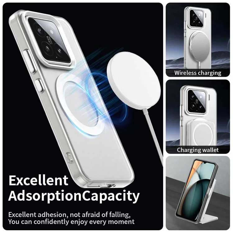 Capa para Xiaomi 15 Pro Compatível com MagSafe PC+TPU+PET Anti-Drop Phone Cover - Branca