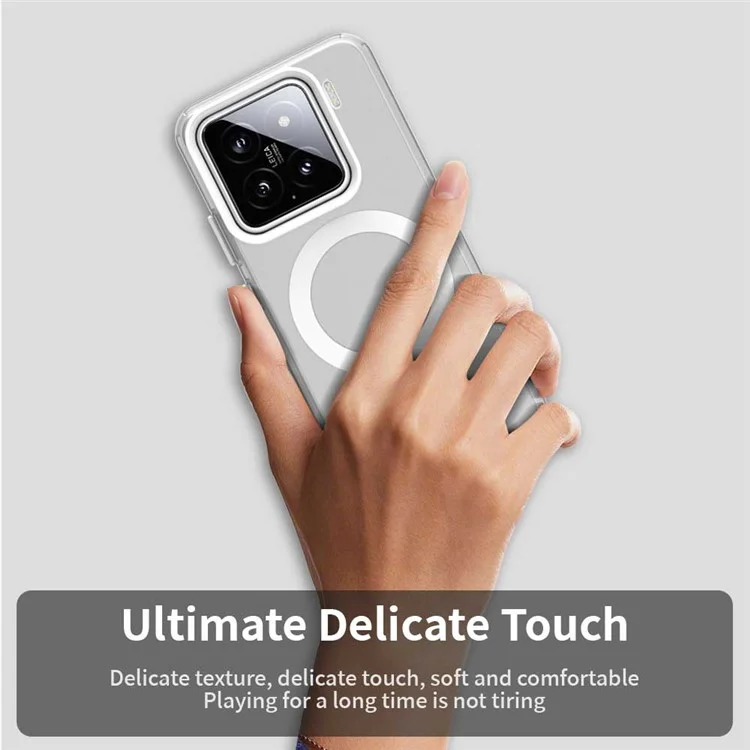 Capa para Xiaomi 15 Pro Compatível com MagSafe PC+TPU+PET Anti-Drop Phone Cover - Branca