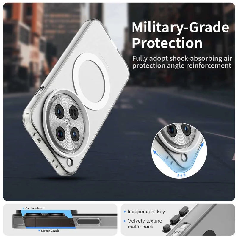 For Oppo Find X8 5G Magnetic Case PC+TPU+PET Anti-Drop Phone Cover - White