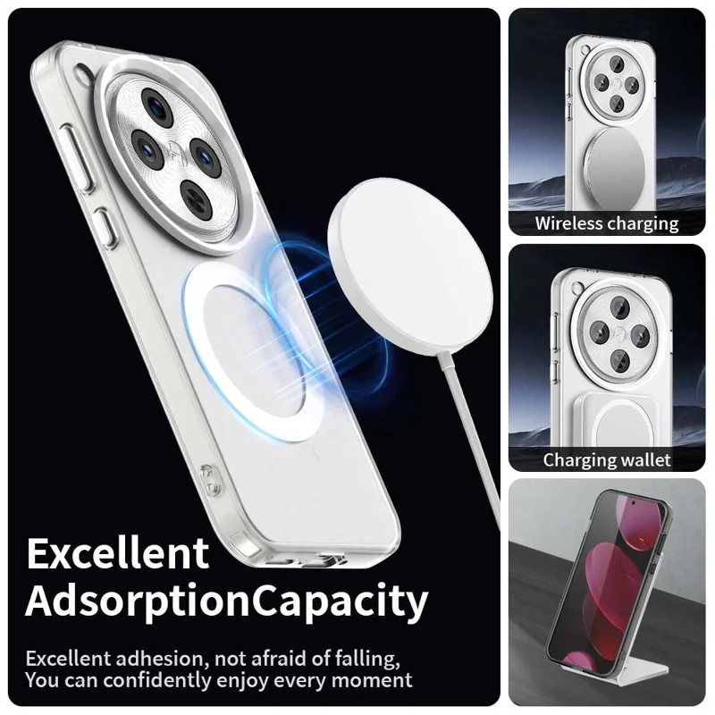 For Oppo Find X8 5G Magnetic Case PC+TPU+PET Anti-Drop Phone Cover - White