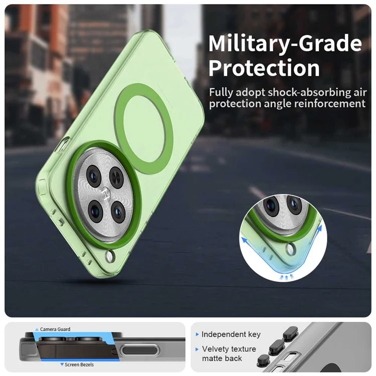 For Oppo Find X8 5G Case Compatible with MagSafe PC+TPU+PET Anti-Drop Phone Cover - Green
