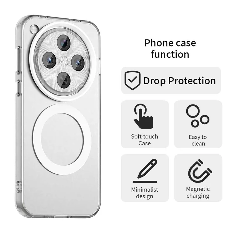 For Oppo Find X8 Pro 5G Magnetic Case PC+TPU+PET Anti-Drop Phone Cover - White