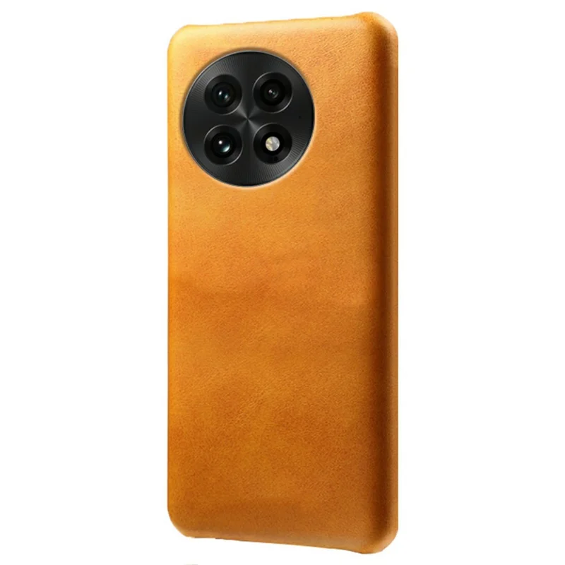 For OnePlus 13 Case Calf Texture PU Leather Hard PC Protective Phone Cover - Orange