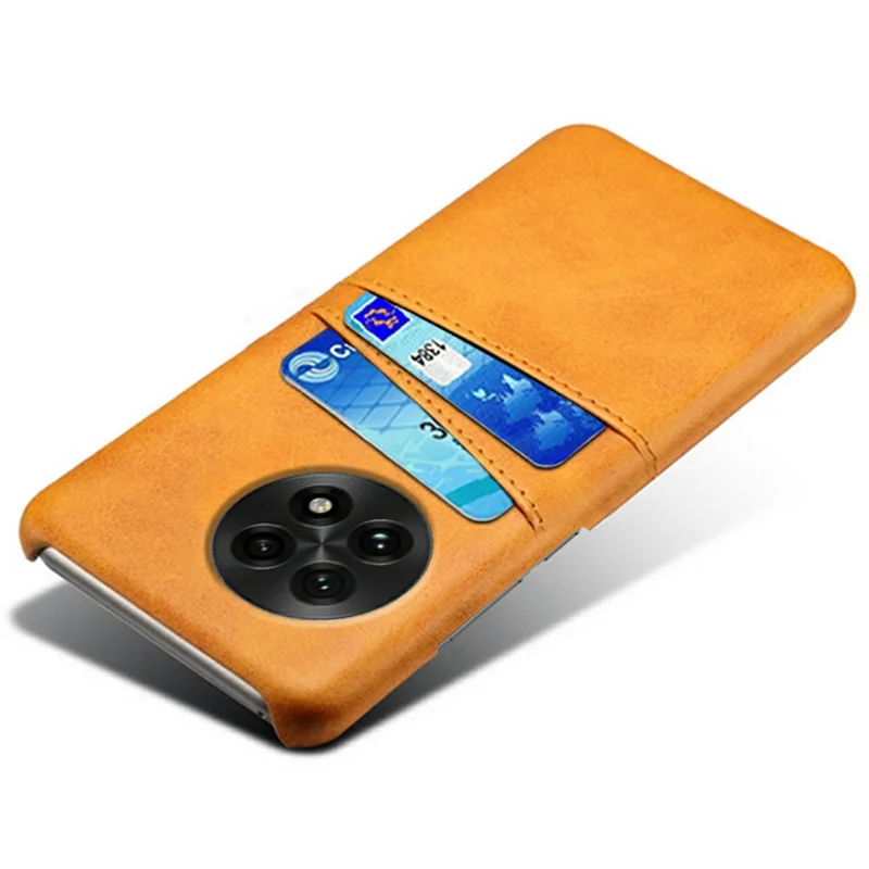 For OnePlus 13 Case Dual Card Slots PU Leather + Hard PC Phone Cover - Orange