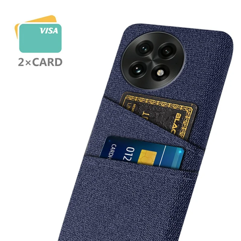 For OnePlus 13 Case Cloth + Hard PC Phone Cover with Dual Card Slots - Blue