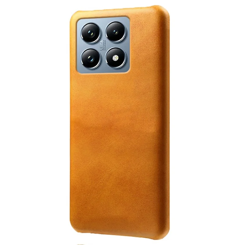 For Xiaomi 14T Pro Case Calf Texture PU Leather Hard PC Protective Phone Cover - Orange