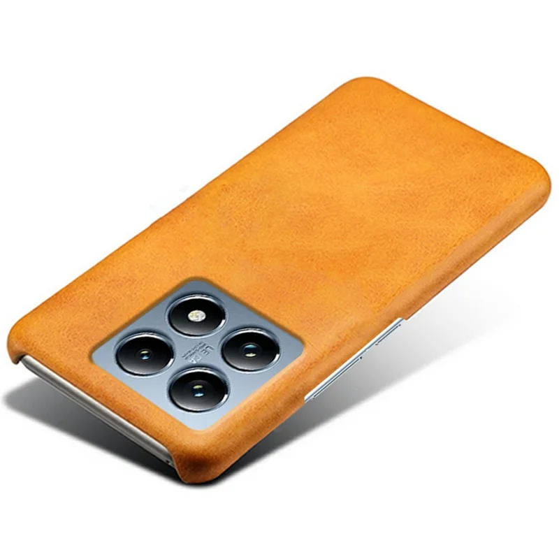 For Xiaomi 14T Pro Case Calf Texture PU Leather Hard PC Protective Phone Cover - Orange
