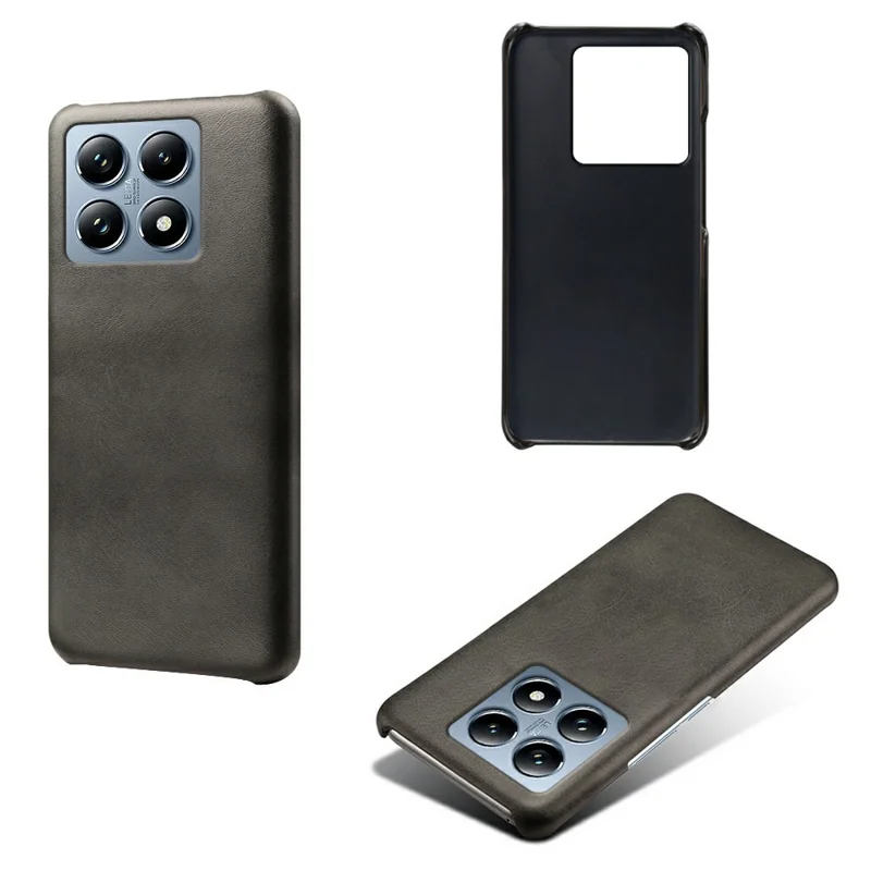 For Xiaomi 14T Pro Case Calf Texture PU Leather Hard PC Protective Phone Cover - Black