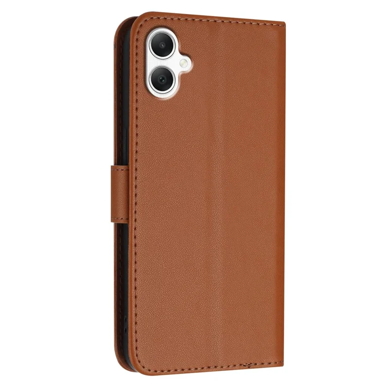 YX0090 For Samsung Galaxy A06 4G Case Triangle Imprint Leather Phone Cover with Lanyard - Coffee