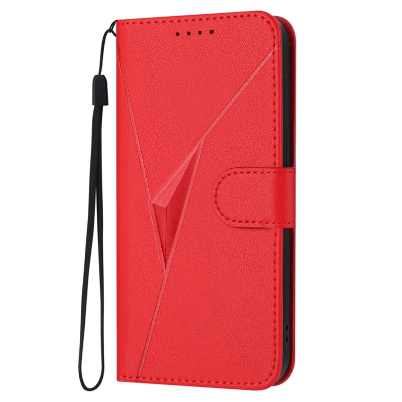 Custodia YX0090 per Samsung Galaxy A34 5G, cover in pelle con stampa a triangolo e cordino - Rosso