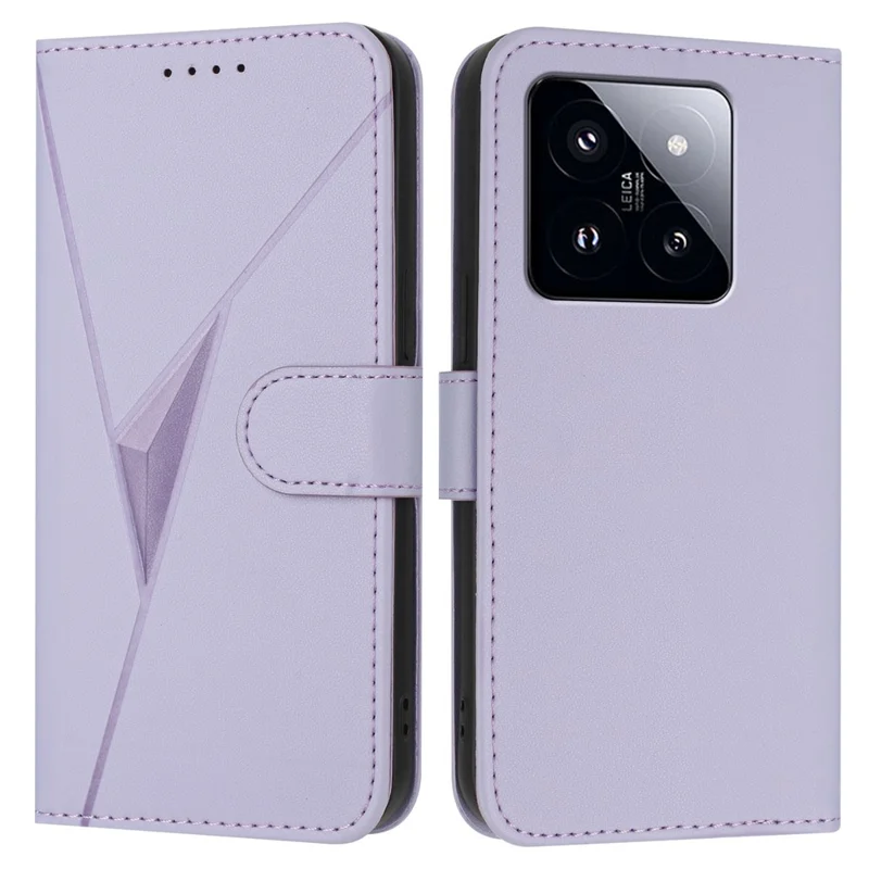 YX0090 For Xiaomi 14T Pro Case Triangle Imprint Leather Phone Cover with Lanyard - Light Purple