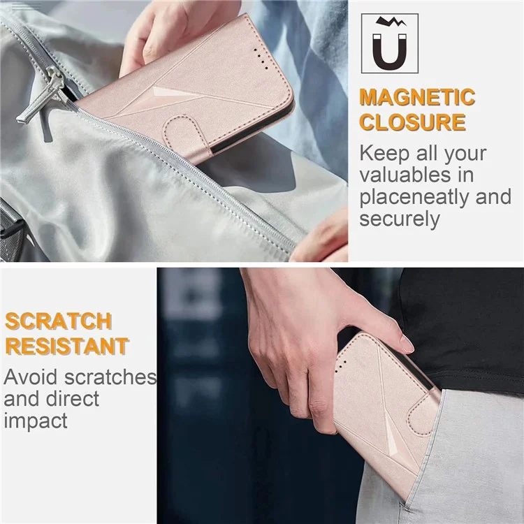 For Google Pixel 9 Pro XL Case Triangle Imprint Leather Phone Cover with Lanyard - Rose Gold

Custodia per Google Pixel 9 Pro XL con motivo a triangolo in pelle con cordino - Oro rosa