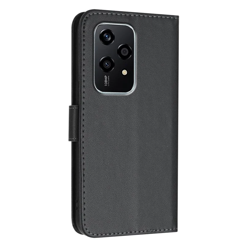 For Honor 200 Lite Case Triangle Imprint Leather Phone Cover with Lanyard - Black