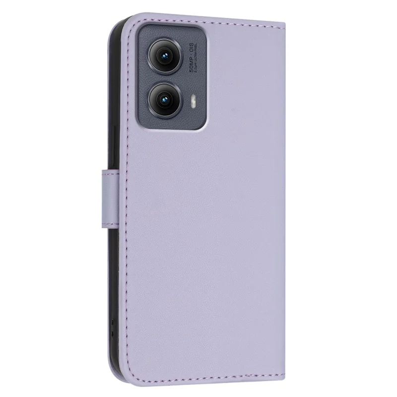 For Motorola Edge (2024) 5G Case Triangle Imprint Leather Phone Cover with Lanyard - Light Purple