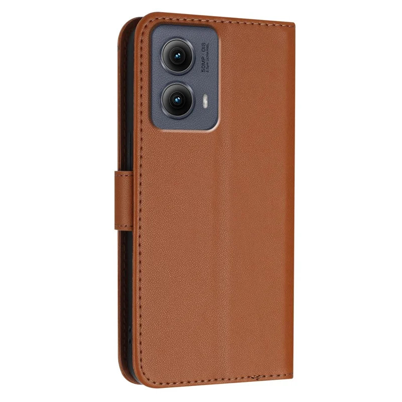 For Motorola Edge (2024) 5G Case Triangle Imprint Leather Phone Cover with Lanyard - Coffee