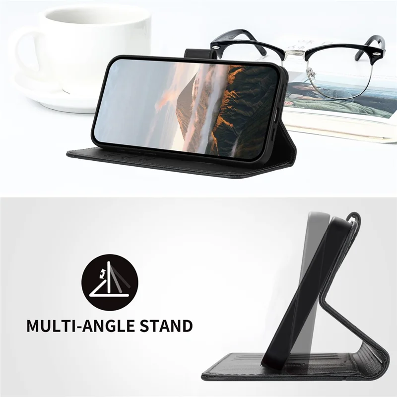 YX0090 For Motorola Edge 50 Fusion 5G Case Triangle Imprint Leather Phone Cover with Lanyard - Black